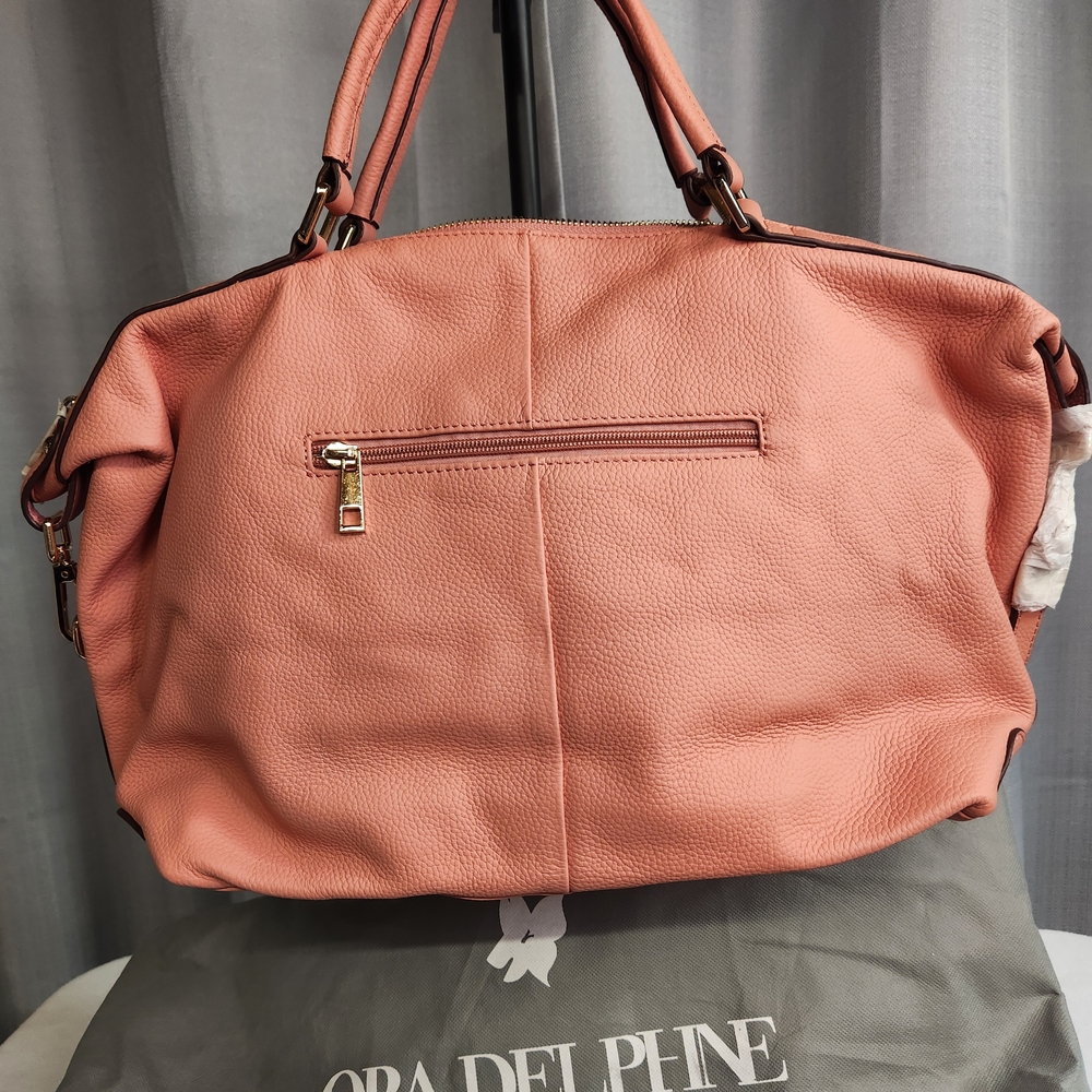 Ora Delphine Peach Leather Tote - Picture 2 of 13